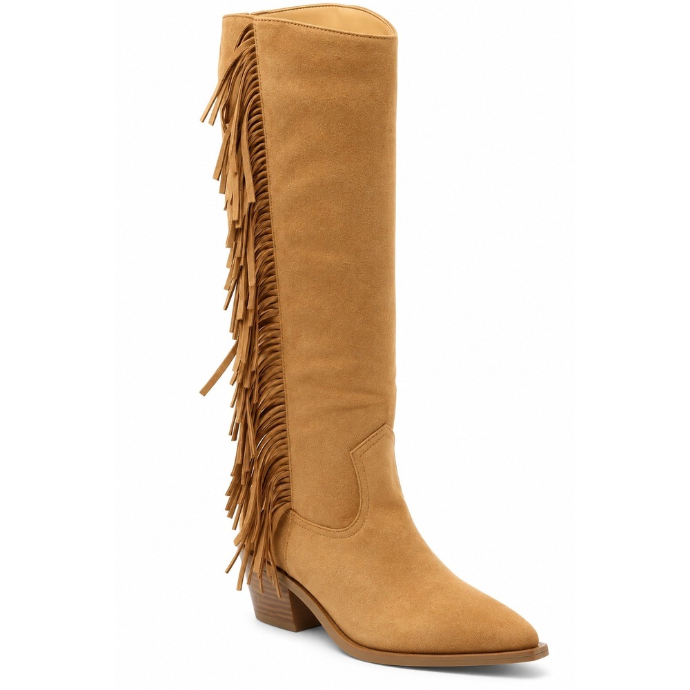 Universal Thread Patsy Tan Fringe Mid-Calf Western Boots Size 11 Cone Heel